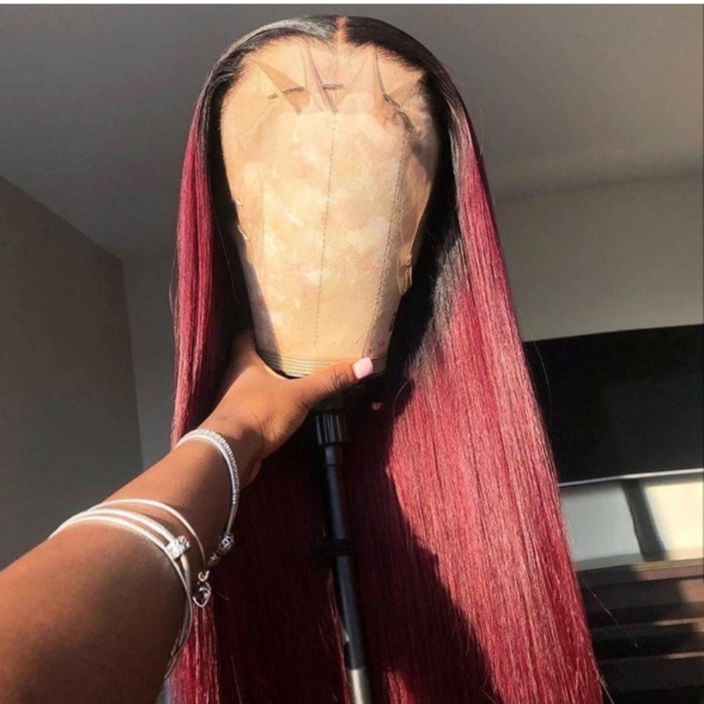 Ombre Dark Red Lace Wig